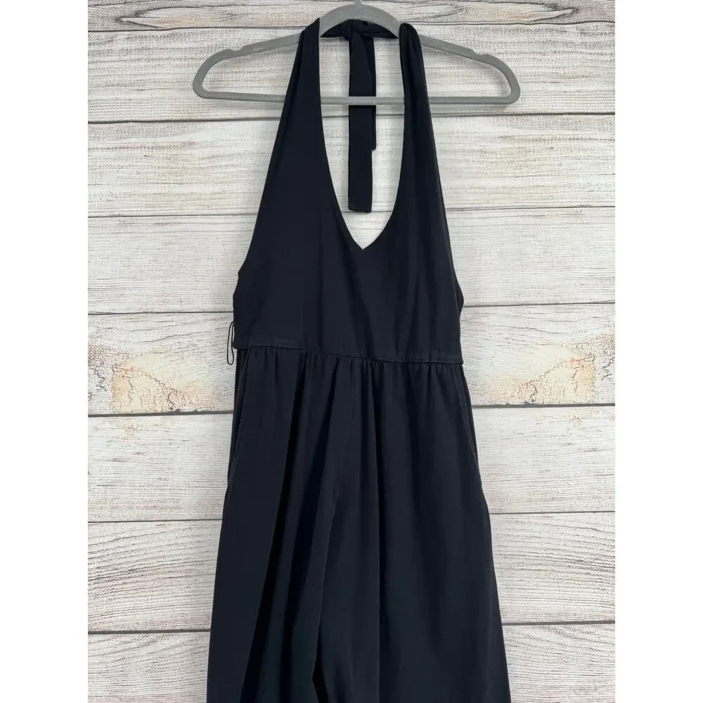 Free People Halter Jumpsuit Womens XS Black Stretch Tie‎ Neck